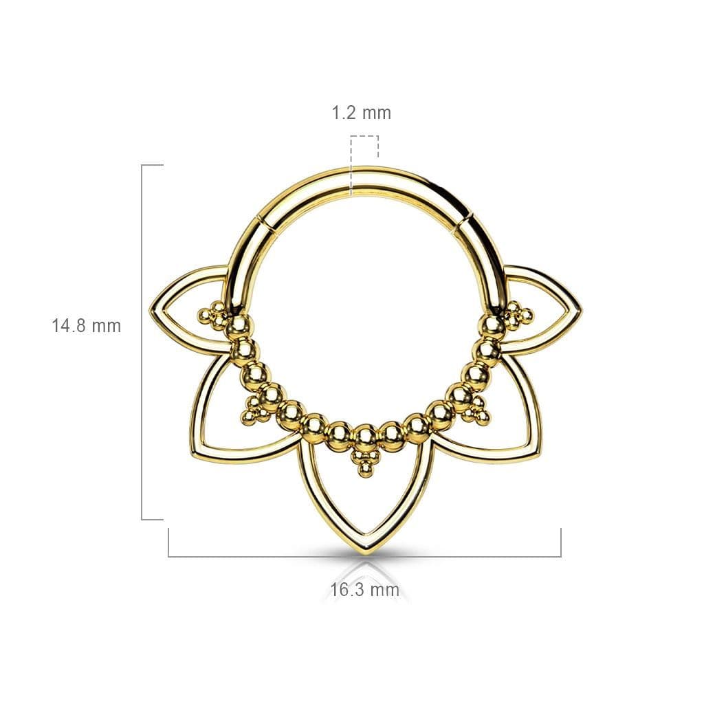 Zlacený ocelový piercing do nosu - septum - NS0033-GD - náhled 2