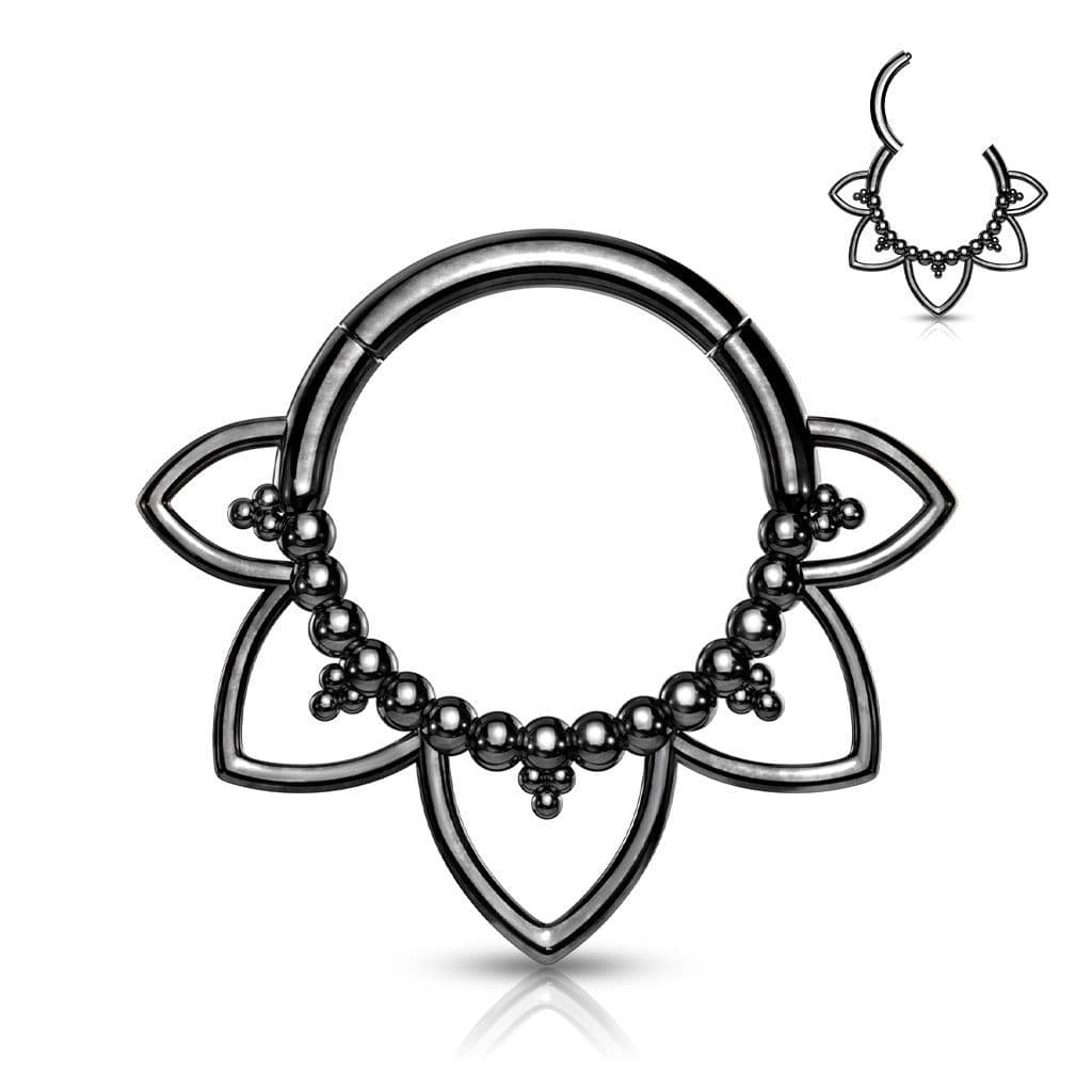 Černý ocelový piercing do nosu - septum - NS0033-K - náhled 1