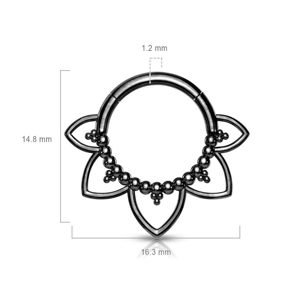 Černý ocelový piercing do nosu - septum - NS0033-K - náhled 2