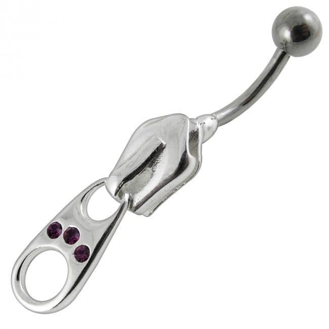 S4U Stříbrný piercing do pupíku - zip (fialová) - BP01007-A - náhled 1