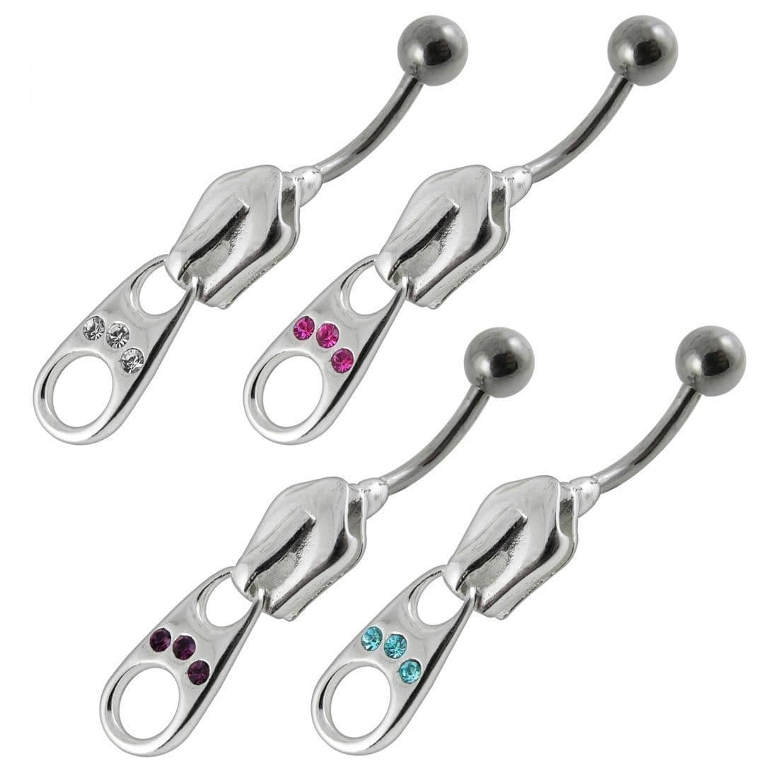 S4U Stříbrný piercing do pupíku - zip (fialová) - BP01007-A - náhled 4