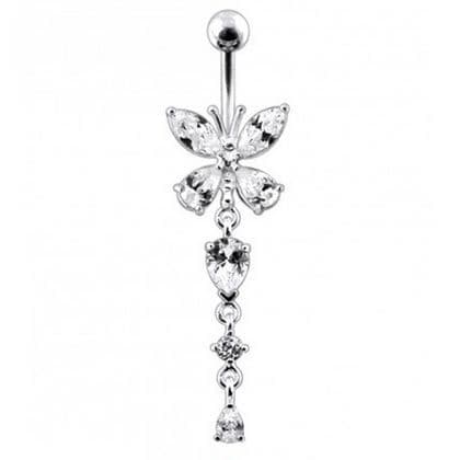 S4U Stříbrný piercing do pupíku - motýlek (růžová) - BP01142-P - náhled 3