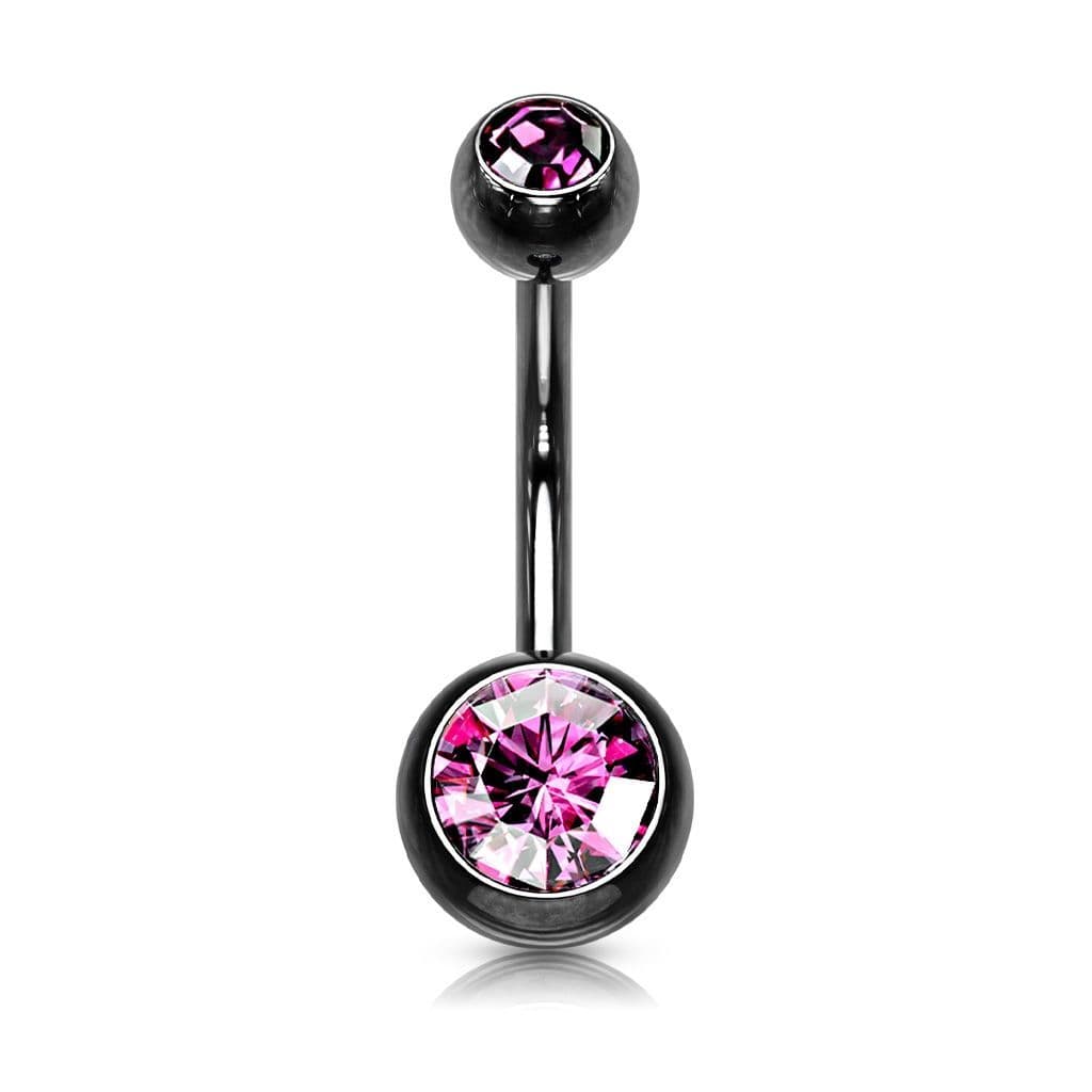 Piercing do pupíku banánek (černá/růžová, 1,6 x 10 mm) - náhled 1
