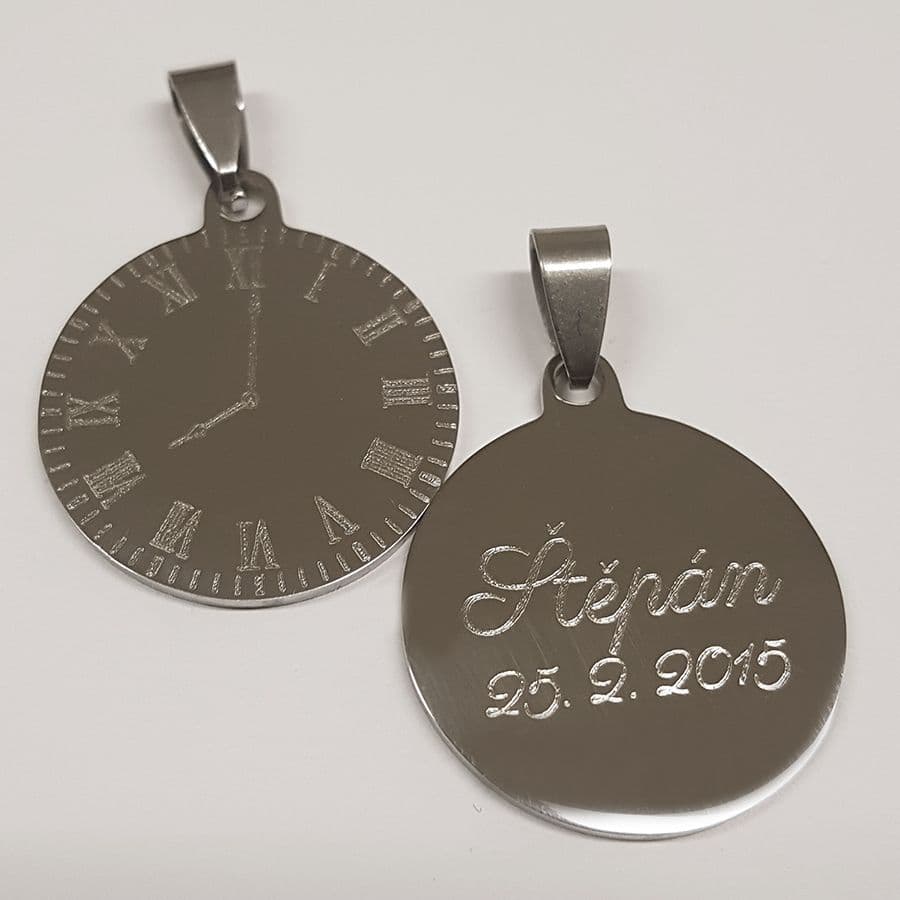 Ocelový přívěsek kulatý 30 mm - DR1167-XL - náhled 2