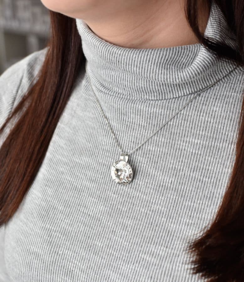 Stříbrný přívěsek s krystaly Swarovski bílý kulatý-rivoli 34071.1 - náhled 4