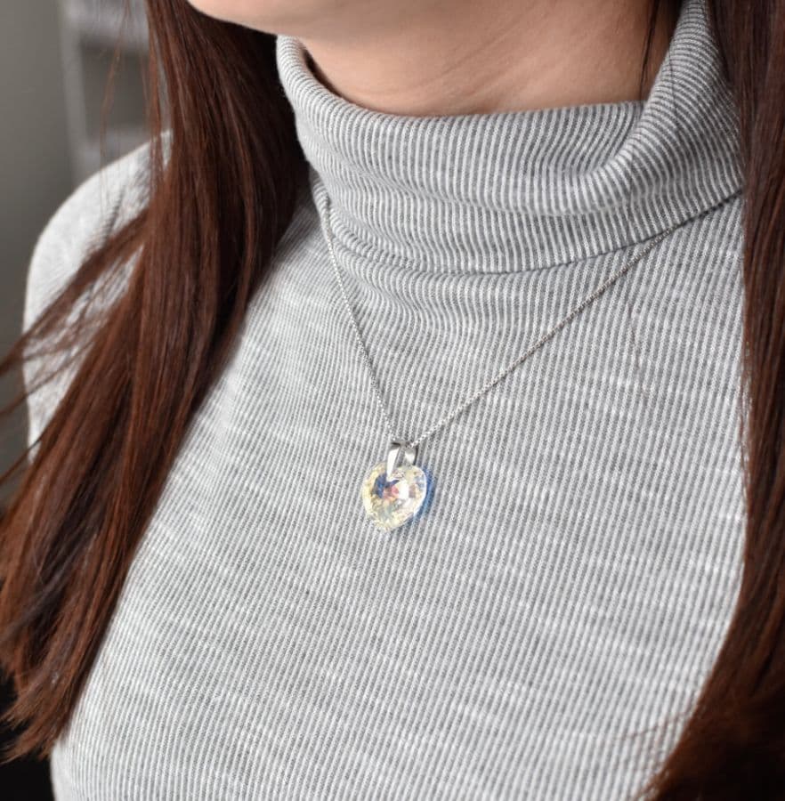 Stříbrný přívěsek s krystaly Swarovski AB efekt srdce 34002.2 - náhled 3