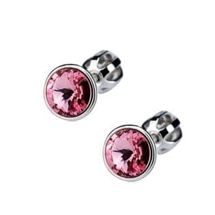 S4U Šroubovací stříbrné náušnice s kameny Crystals from SWAROVSKI, barva: Light Rose - CS5701-LR - náhled 1