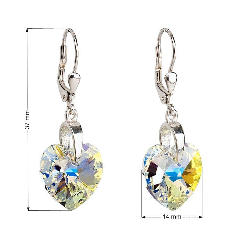 Stříbrné náušnice visací s krystaly Swarovski AB efekt srdce 31012.2 - náhled 3