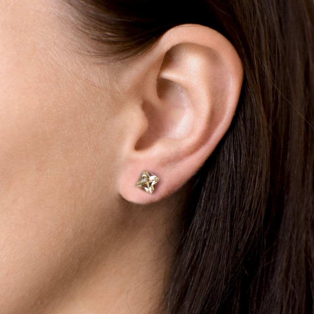 Stříbrné náušnice pecka s krystaly Swarovski hnědý čtverec 31065.3 - náhled 2