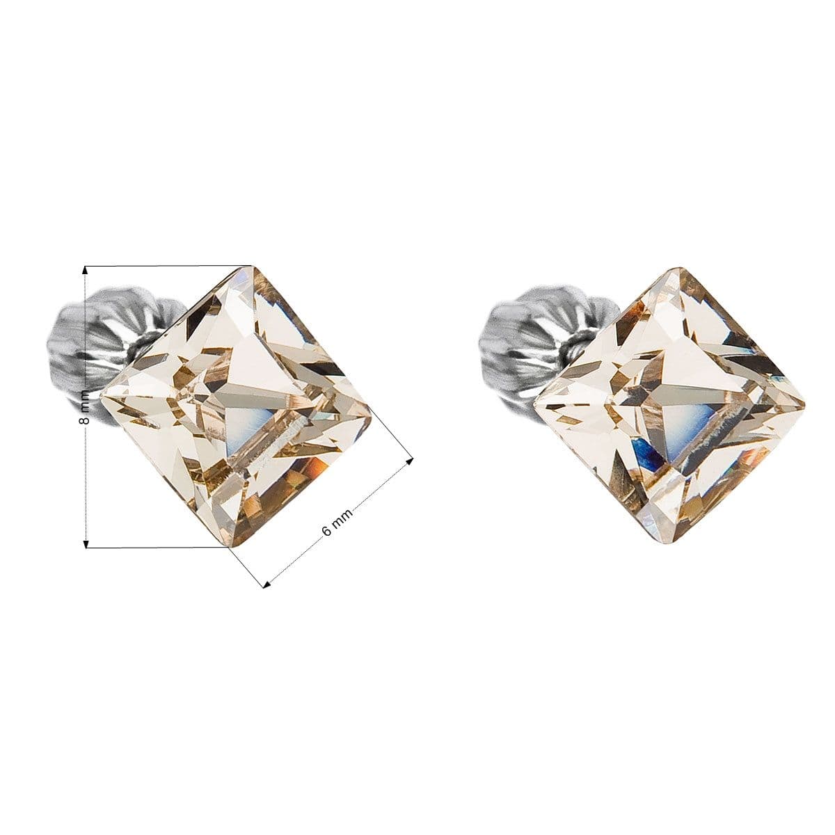 Stříbrné náušnice pecka s krystaly Swarovski hnědý čtverec 31065.3 - náhled 3