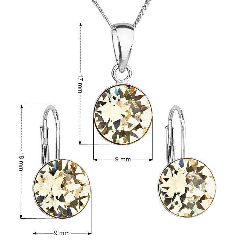 Sada šperků s krystaly Swarovski náušnice, řetízek a přívěsek žluté kulaté 39140.3 - náhled 2