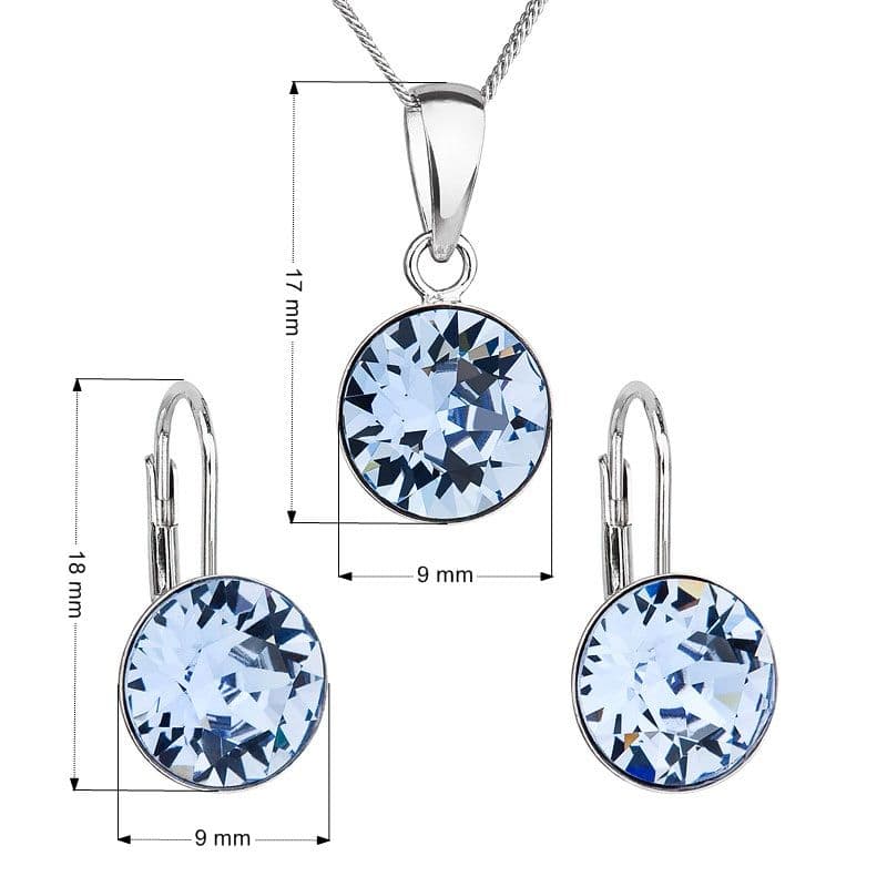 Sada šperků s krystaly Swarovski náušnice, řetízek a přívěsek modré kulaté 39140.3 sapphire - náhled 2