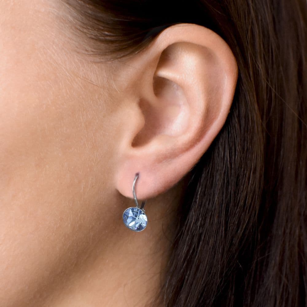 Sada šperků s krystaly Swarovski náušnice, řetízek a přívěsek modré kulaté 39140.3 sapphire - náhled 3