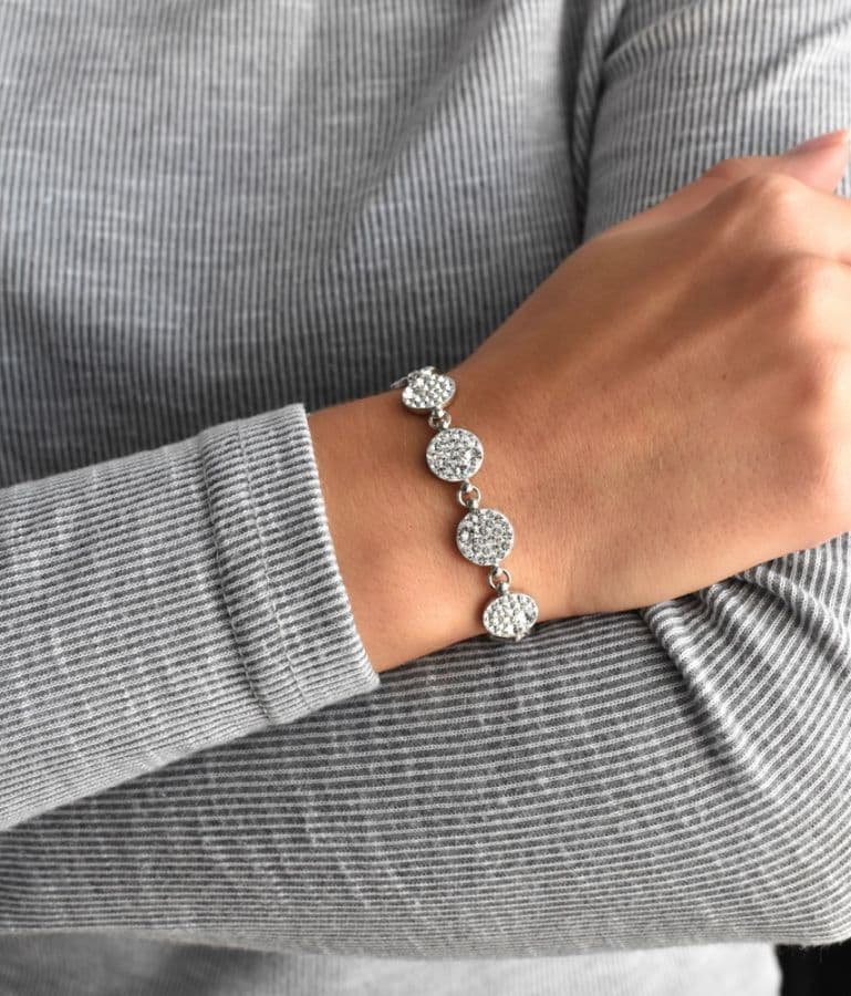 Stříbrný náramek se Swarovski krystaly bílý 33048.1 - náhled 2