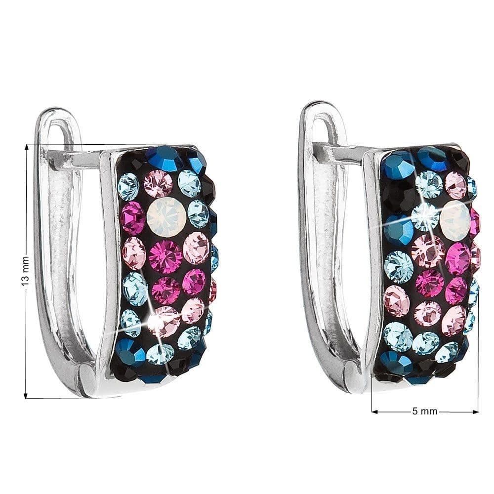Stříbrné náušnice visací s krystaly Swarovski mix barev půlkruh 31123.4 galaxy - náhled 3