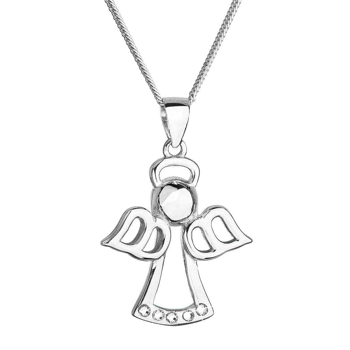 Stříbrný náhrdelník anděl se Swarovski krystaly bílý 32076.1 - náhled 1