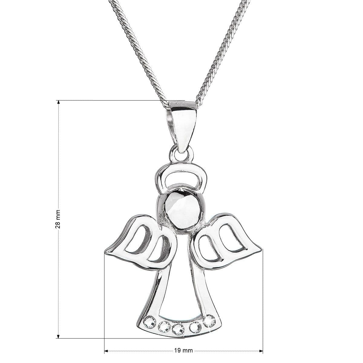 Stříbrný náhrdelník anděl se Swarovski krystaly bílý 32076.1 - náhled 4