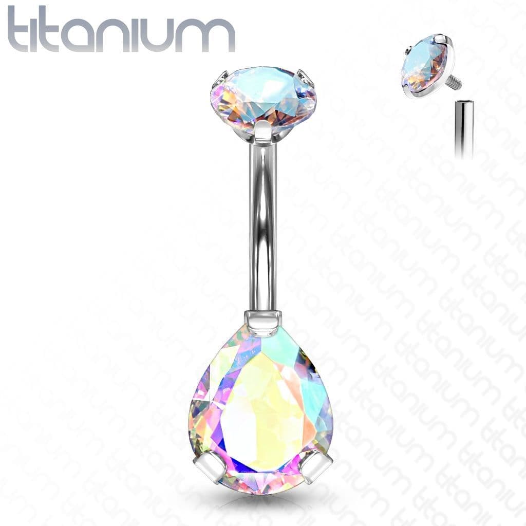 Piercing do pupíku kapka - TITAN (duhová) - náhled 1