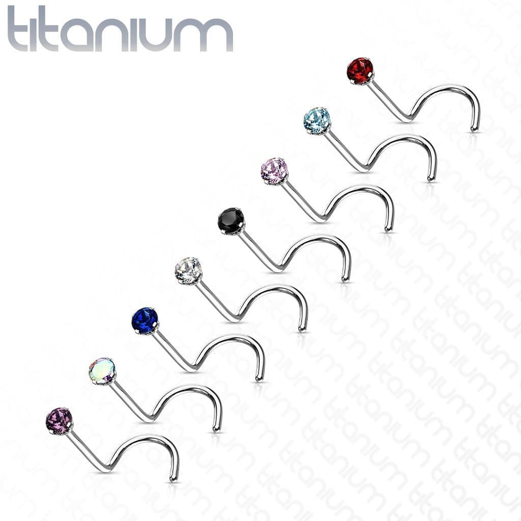 Zahnutý piercing do nosu - titan, kamínek 2 mm (duhová) - TIT1063AB-020 - náhled 2