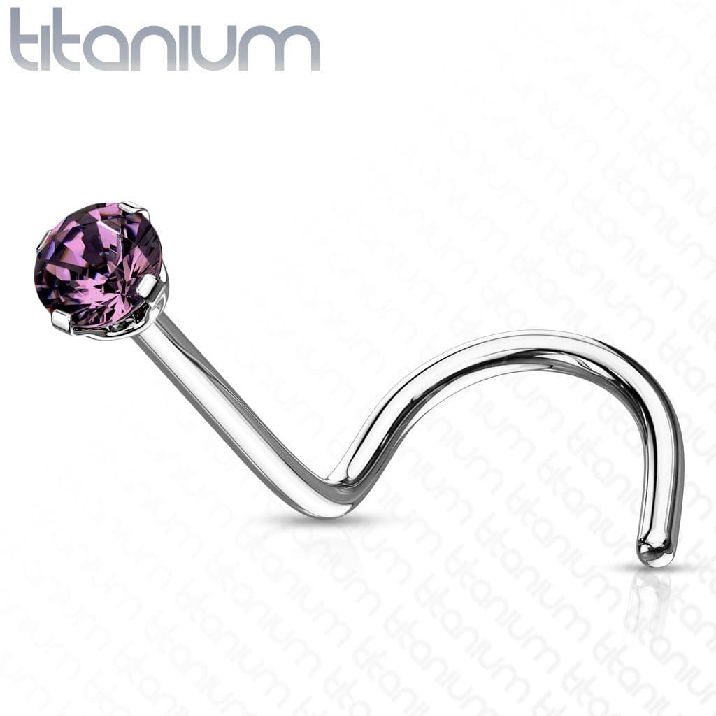 Zahnutý piercing do nosu - titan, kamínek 2 mm (duhová) - TIT1063AB-020 - náhled 3