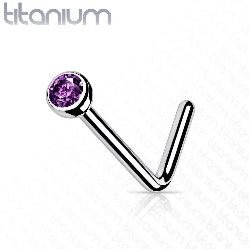 Zahnutý piercing do nosu - titan (duhová) - náhled 3