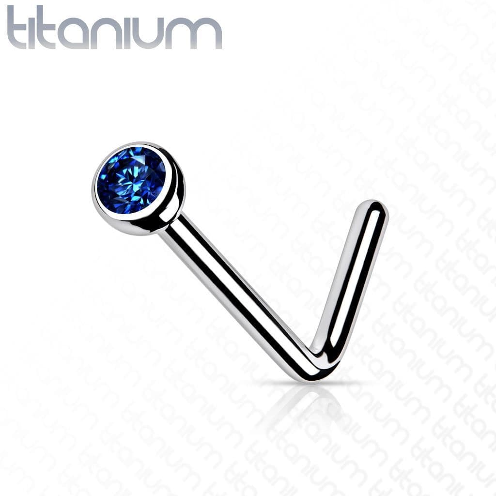 Zahnutý piercing do nosu - titan (duhová) - náhled 4