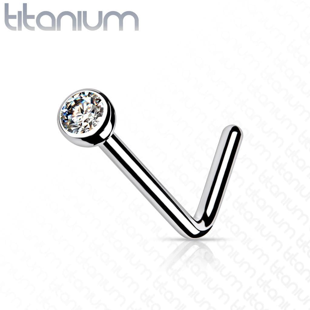 Zahnutý piercing do nosu - titan (duhová) - náhled 5