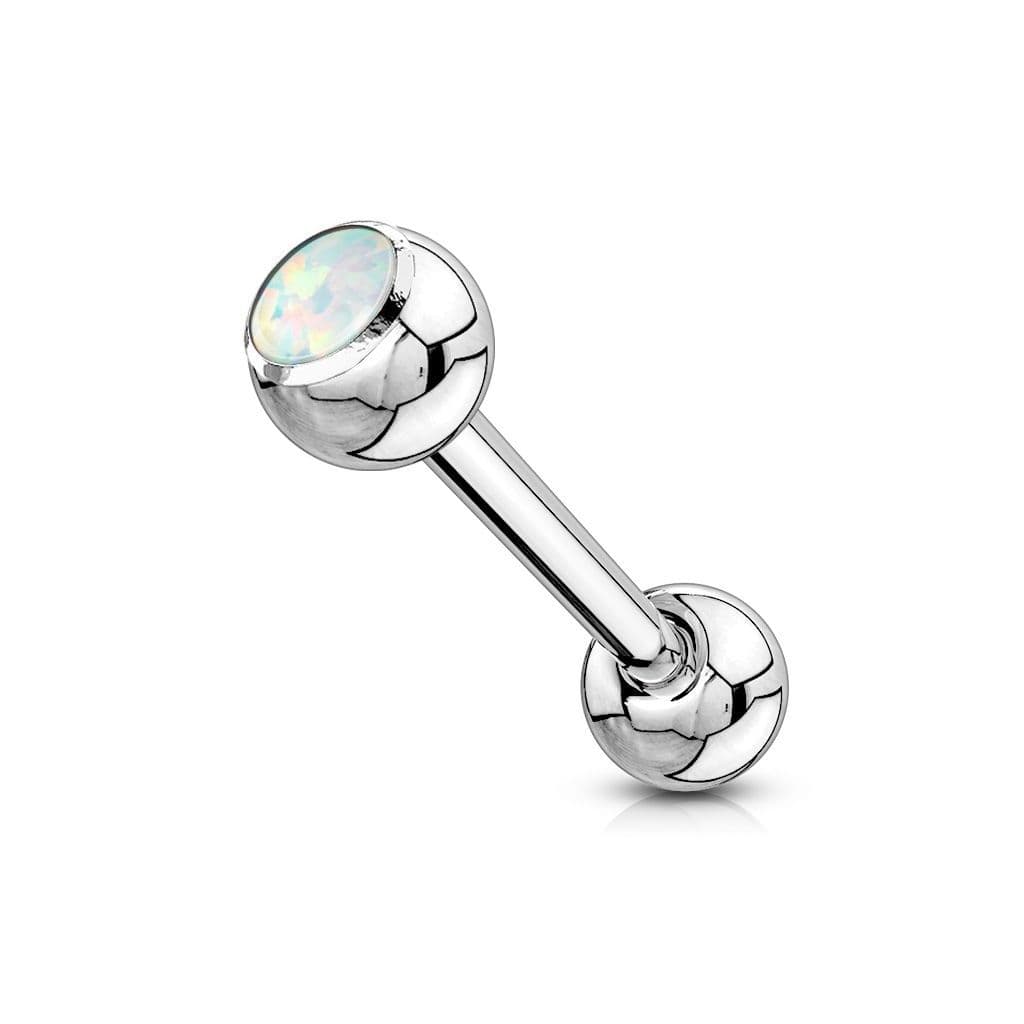 Piercing do jazyka s opálem (bílá) - náhled 1