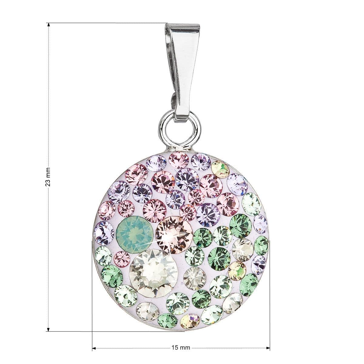Stříbrný přívěsek s krystaly Swarovski mix barev kulatý 34225.3 sakura - náhled 2