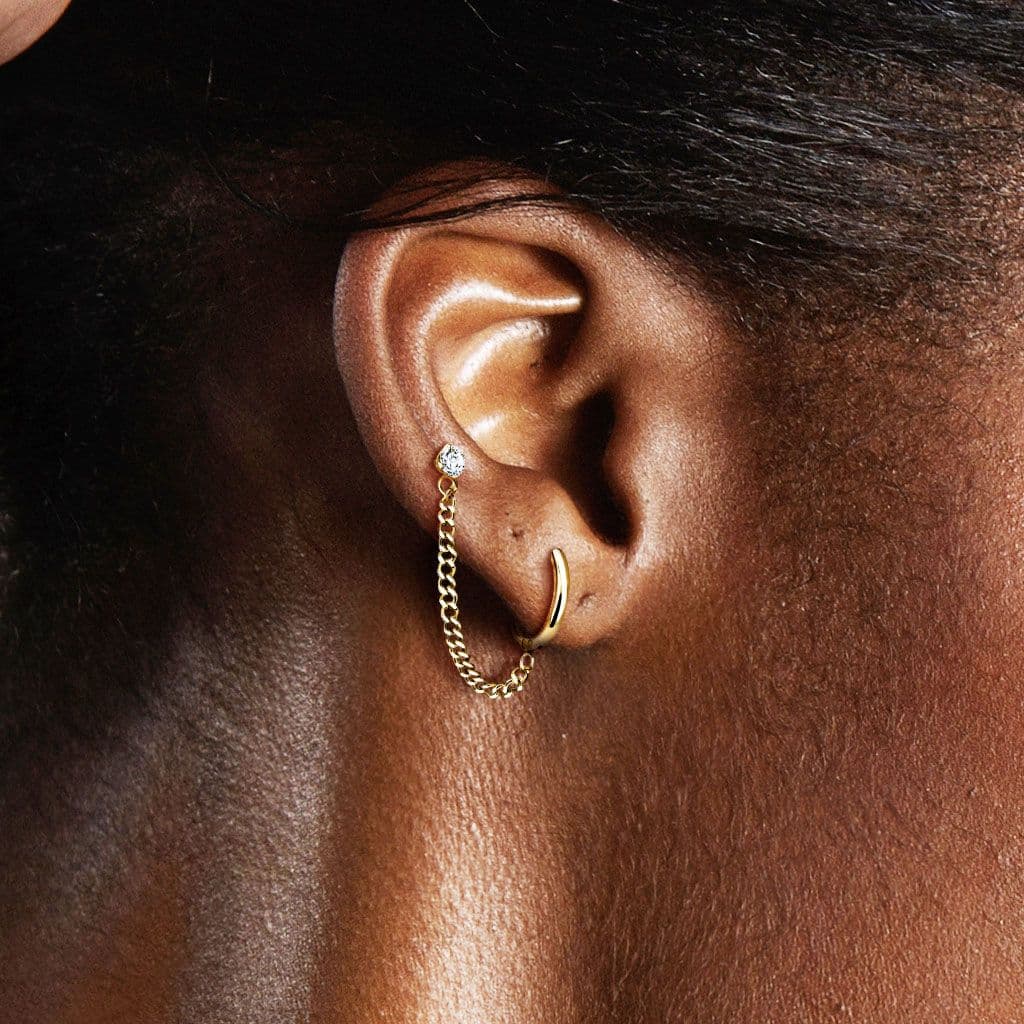 Náušnice + cartilage piercing do ucha s řetízkem - náhled 3
