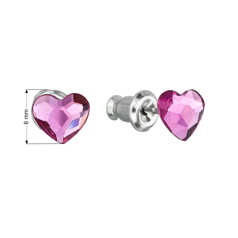 Náušnice bižuterie se Swarovski krystaly růžová srdce 51050.3 fuchsia - náhled 2