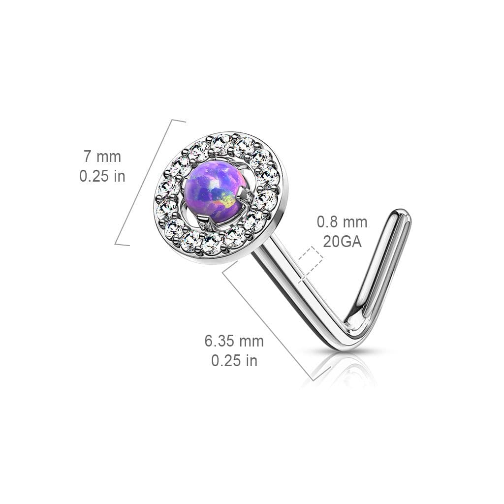 S4U Zahnutý piercing do nosu - fialový opál - N0092-A - náhled 3