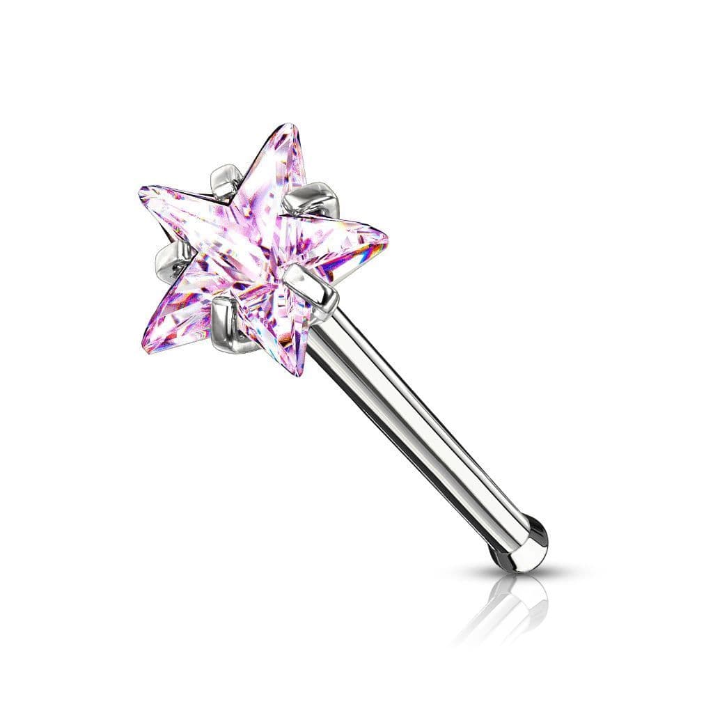 Piercing do nosu hvězdička (růžová) - náhled 1