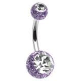 Piercing do pupíku - banánek (fialová/čirý zirkon) - BA01072-AC - náhled 1