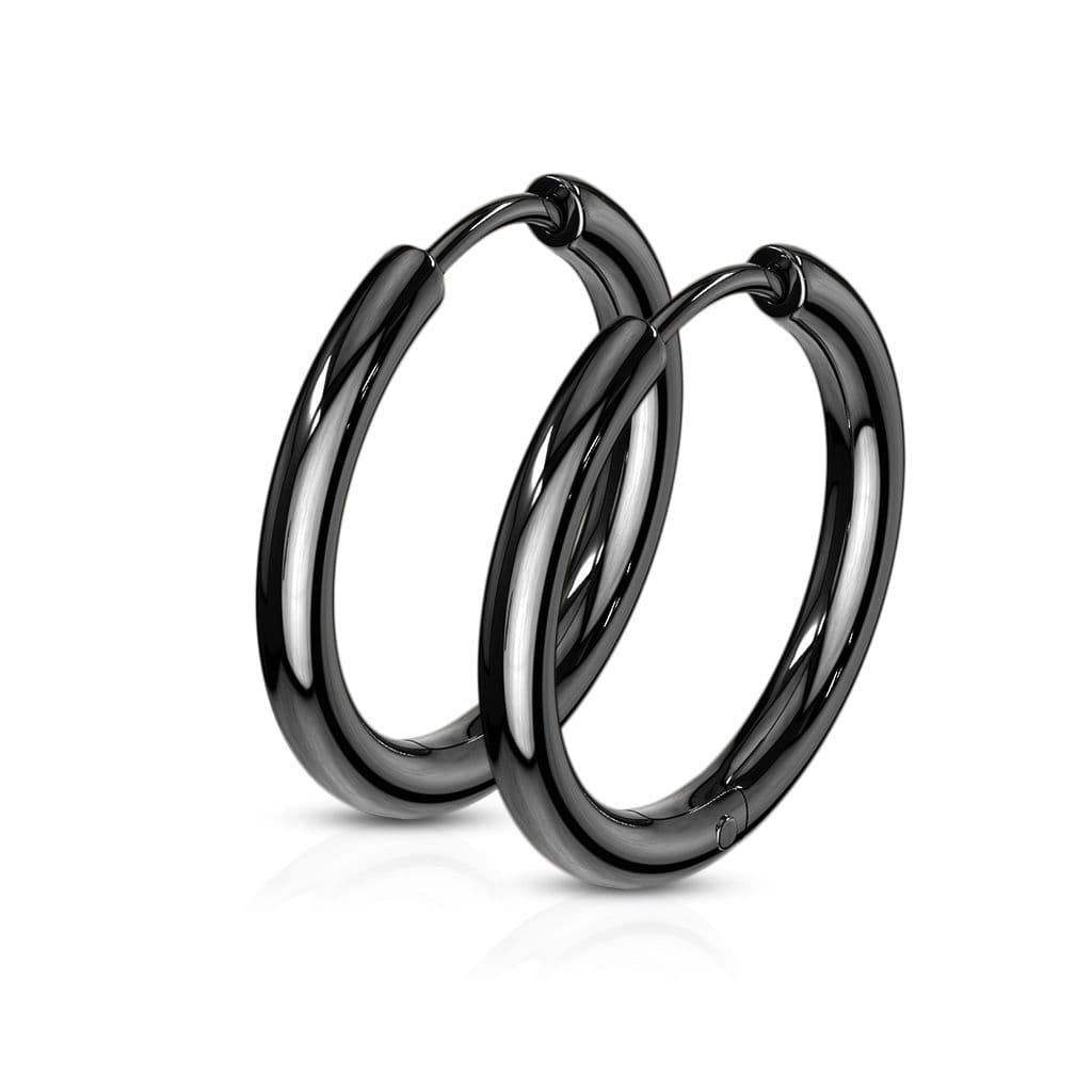 Černé ocelové náušnice - kruhy 17 mm - OPN1119K-17