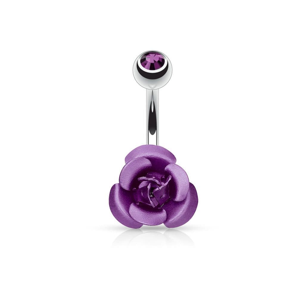 Piercing do pupíku - růžička (fialová) - náhled 1