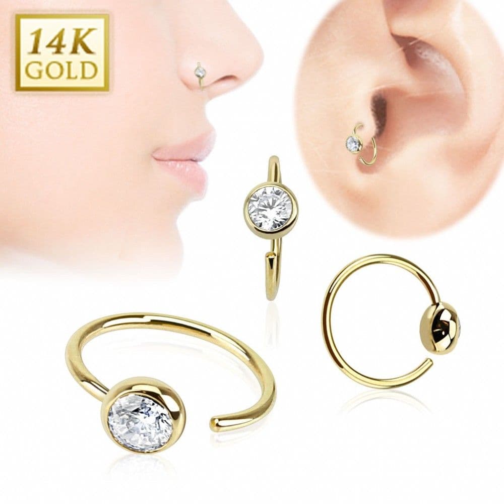 Zlatý piercing do nosu kruh, 0,8 x 8 mm, Au 585/1000 - ZL01060-YG - náhled 2