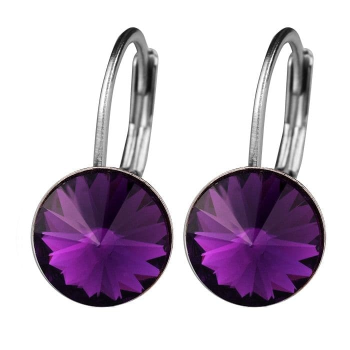 S4U Ocelové náušnice - Amethyst, 8 mm - NBSS08-AM