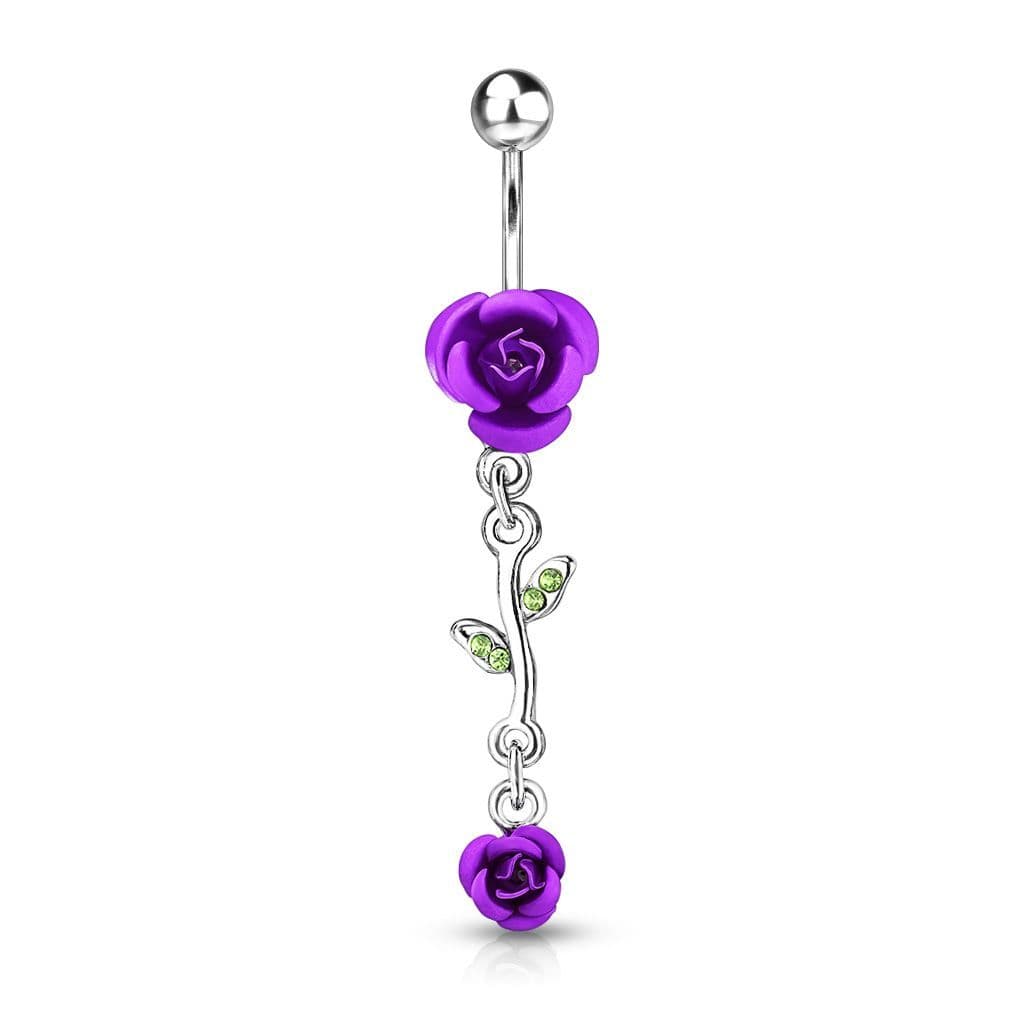 Piercing do pupíku - růžička (fialová) - náhled 1