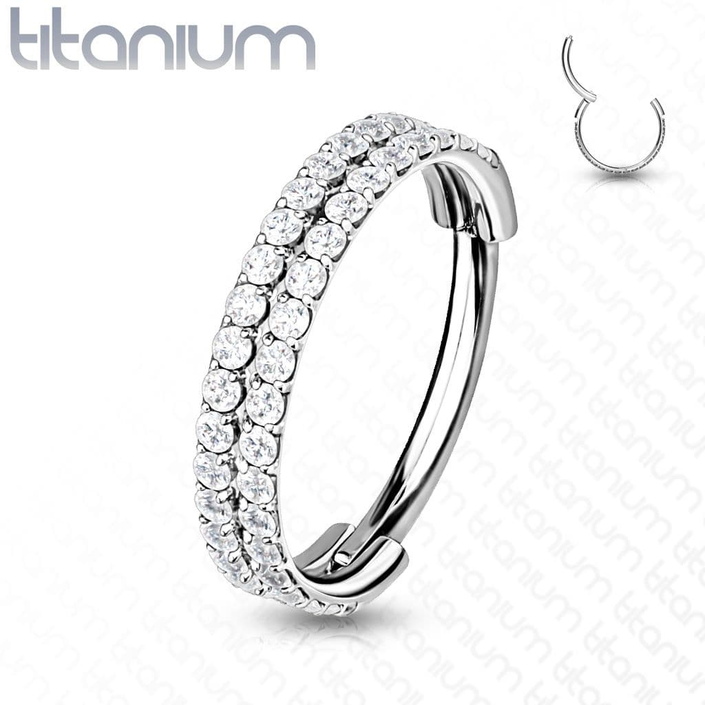 Kruh se zirkony - helix / cartilage / tragus piercing TITAN (1,2 x 8 mm) - TIT1129ST-1208 - náhled 1