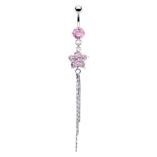 Piercing do pupíku - kytička (růžová) - náhled 3