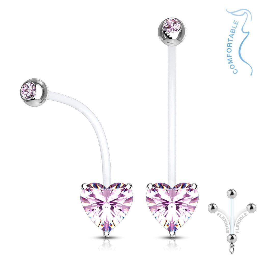 Těhotenský piercing do pupíku - srdíčko (růžová) - WP01319-P - náhled 1