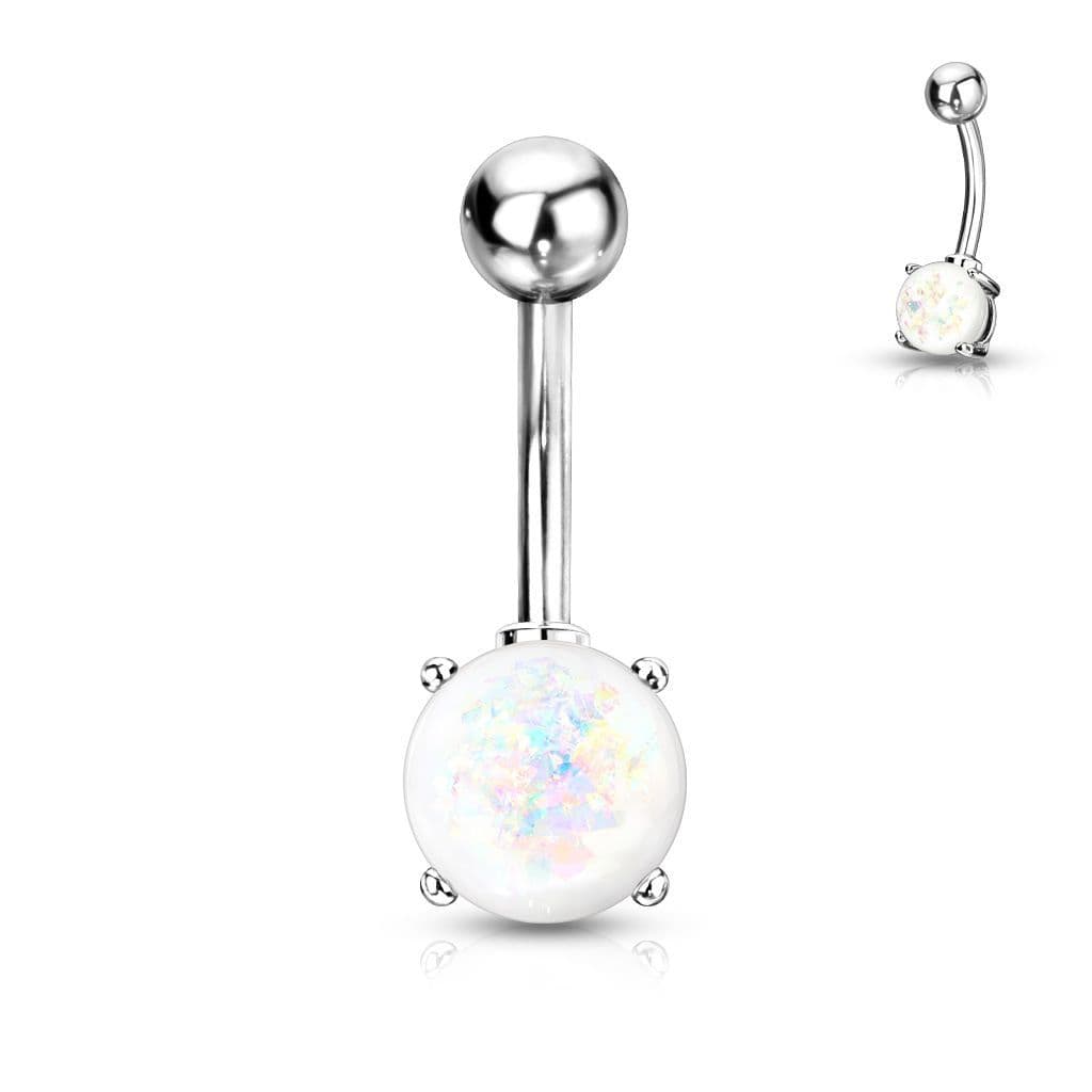 Piercing do pupíku pryskyřičný opál 8 mm (bílá) - WP01004-WH - náhled 1