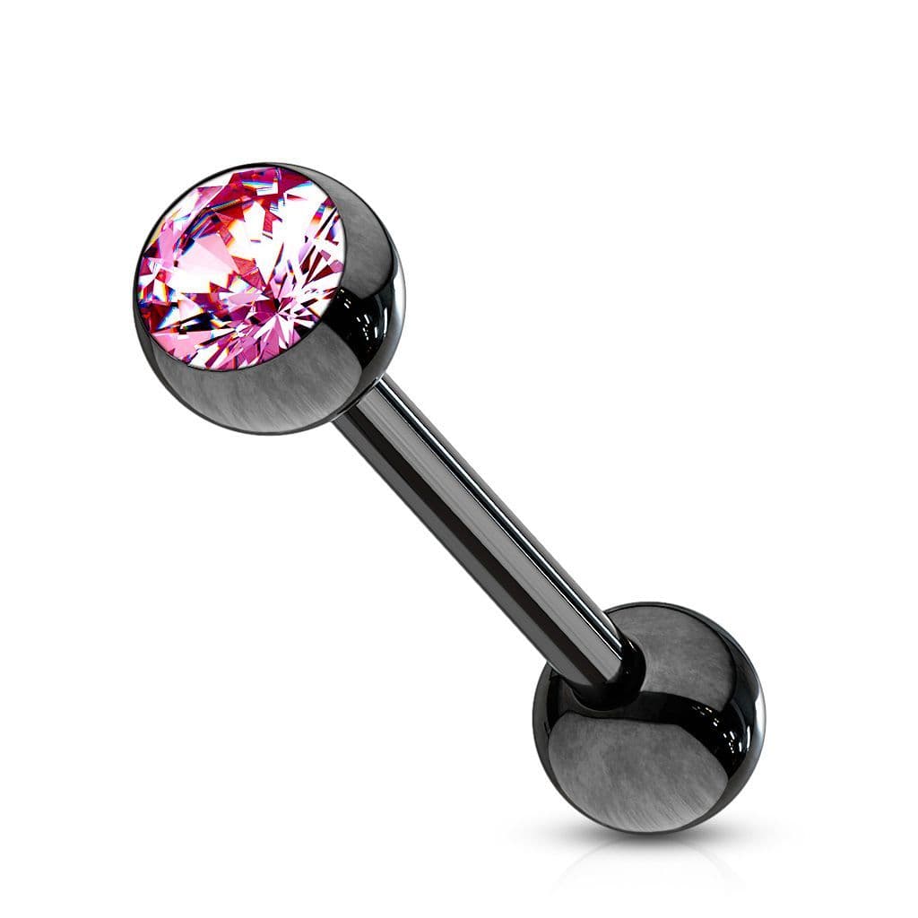 Piercing do jazyka černý (růžová) - PJ01136-P