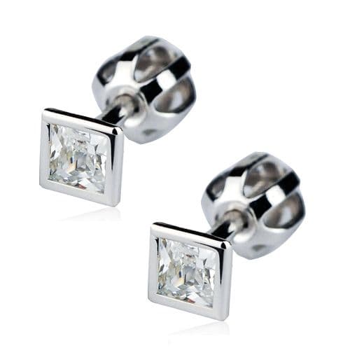Stříbrné náušnice šroubovací - čtverečky 3,5 mm - ZB53907 - náhled 2