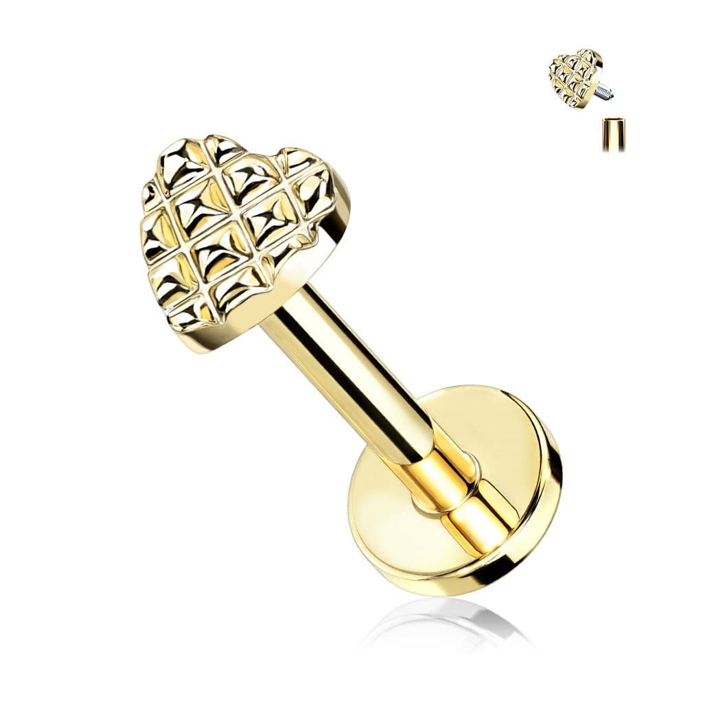 Labreta / cartilage piercing - srdíčko (1,2 x 8 mm) - LB0036GD-1208