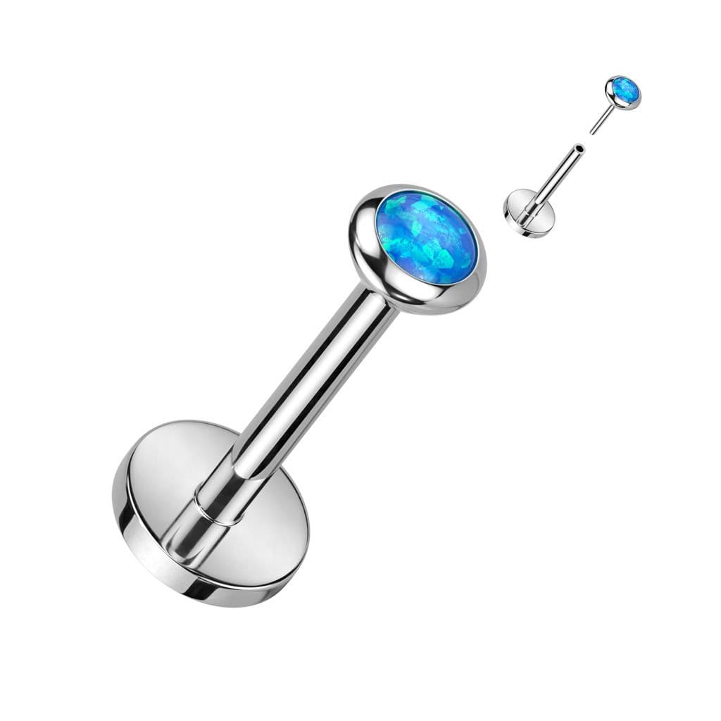 S4U PUSH IN piercing do brady / ucha TITAN 1,0 x 8 mm, modrý opál - TIT1241-OP05